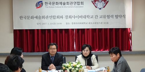 2017년 1월 3일 한국문화예술회관연합회와 경희사이버대학교간 교류협력 협약식